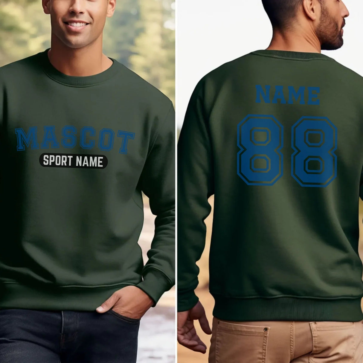 Custom School Spirit on a Sweatshirt With Mascot and Sport With Classic Design on a Sweatshirt