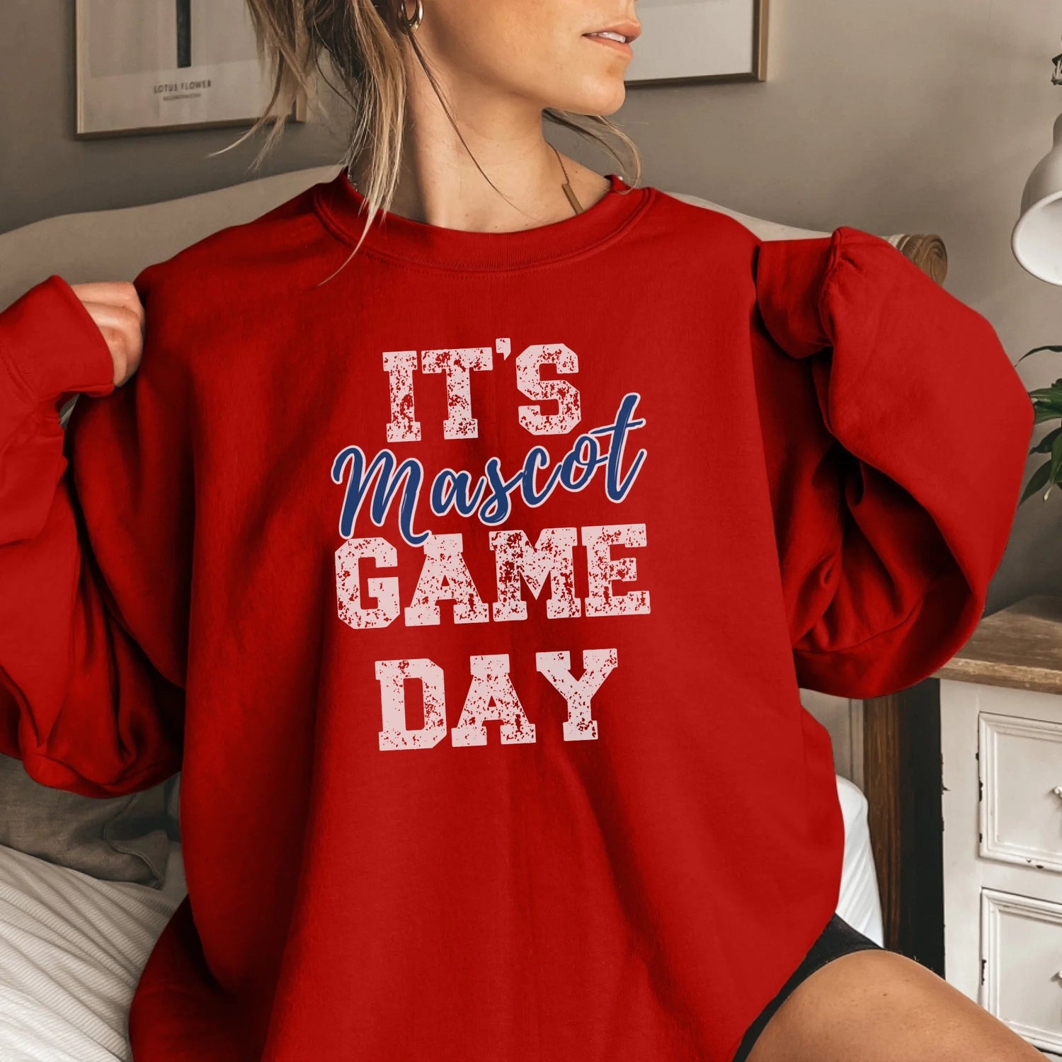 Custom It's Game Day on a Sweatshirt With Mascot on a Sweatshirt