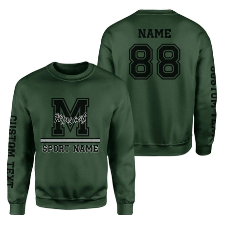 Custom School Mascot on a Sweatshirt With Large Initial, Mascot & Sport Name on a Sweatshirt