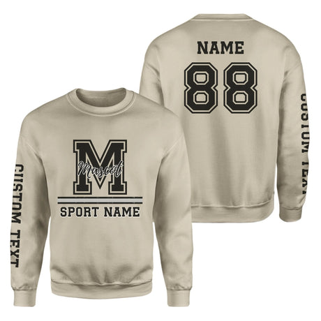 Custom School Mascot on a Sweatshirt With Large Initial, Mascot & Sport Name on a Sweatshirt
