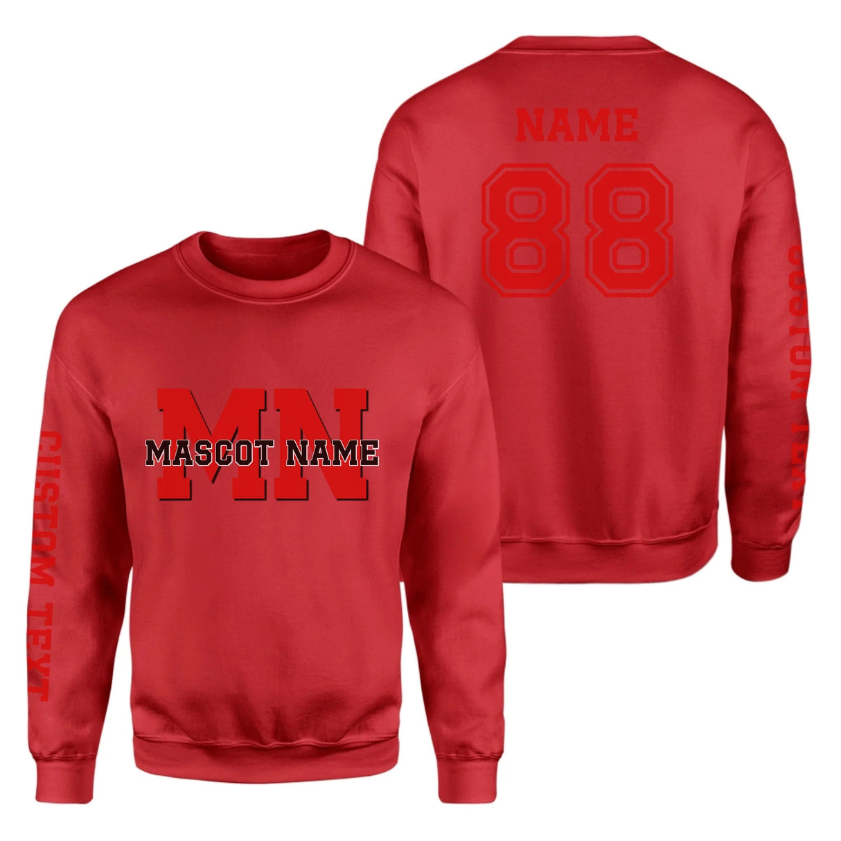 Custom School Mascot on a Sweatshirt With Initials and Mascot Name on a Sweatshirt