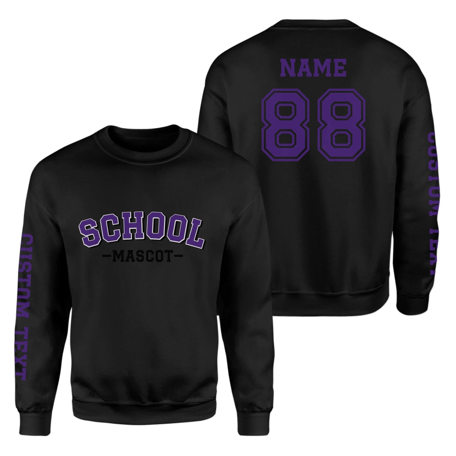 Custom School Spirit on a Sweatshirt With School and Mascot Name With Classic Arch Design on a Sweatshirt