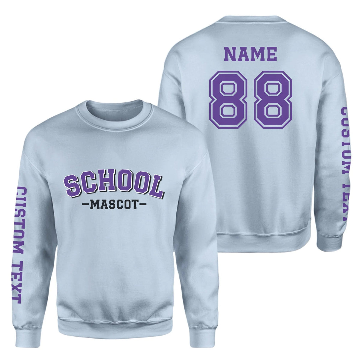 Custom School Spirit on a Sweatshirt With School and Mascot Name With Classic Arch Design on a Sweatshirt