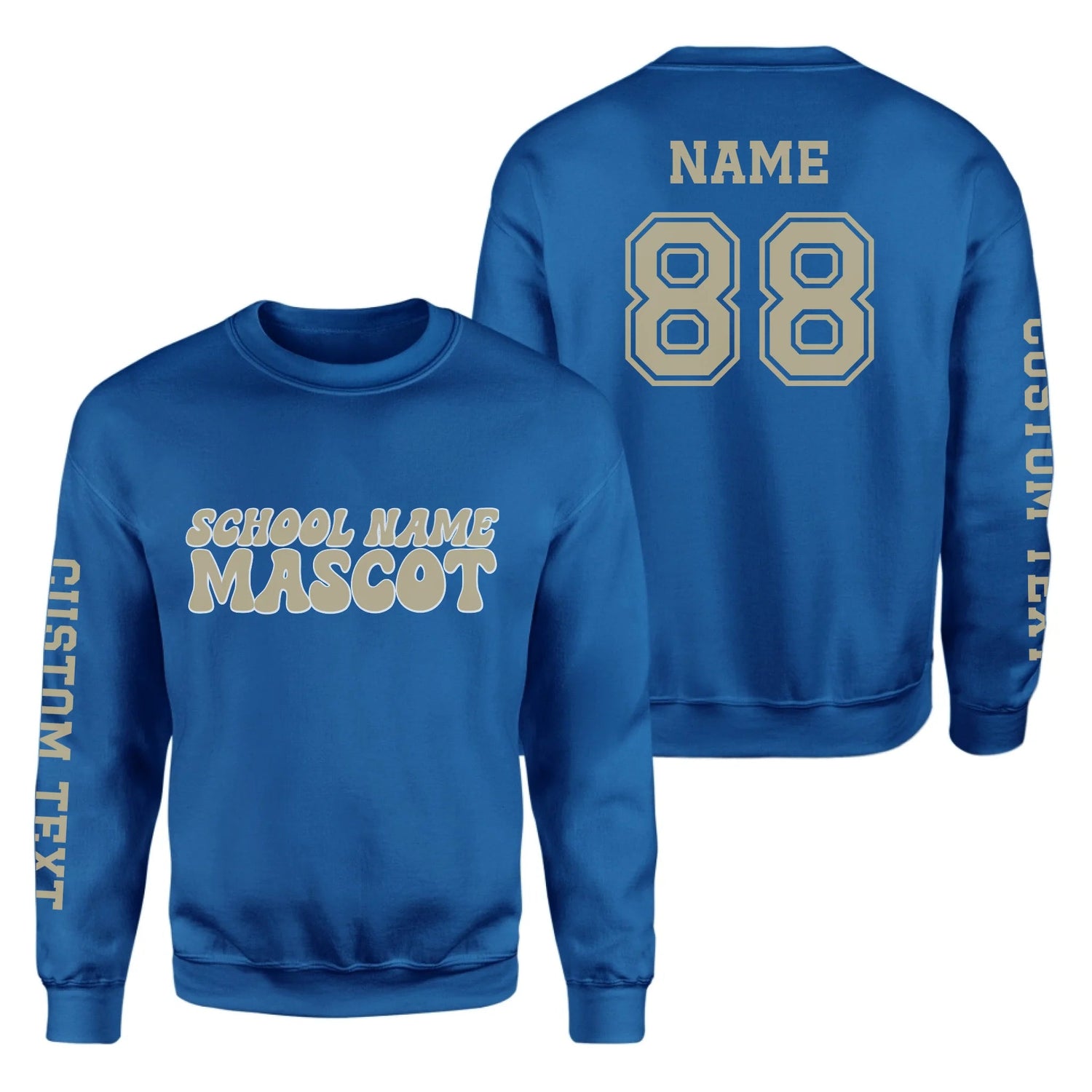Custom School Spirit on a Sweatshirt With School and Mascot Name With Retro Design on a Sweatshirt