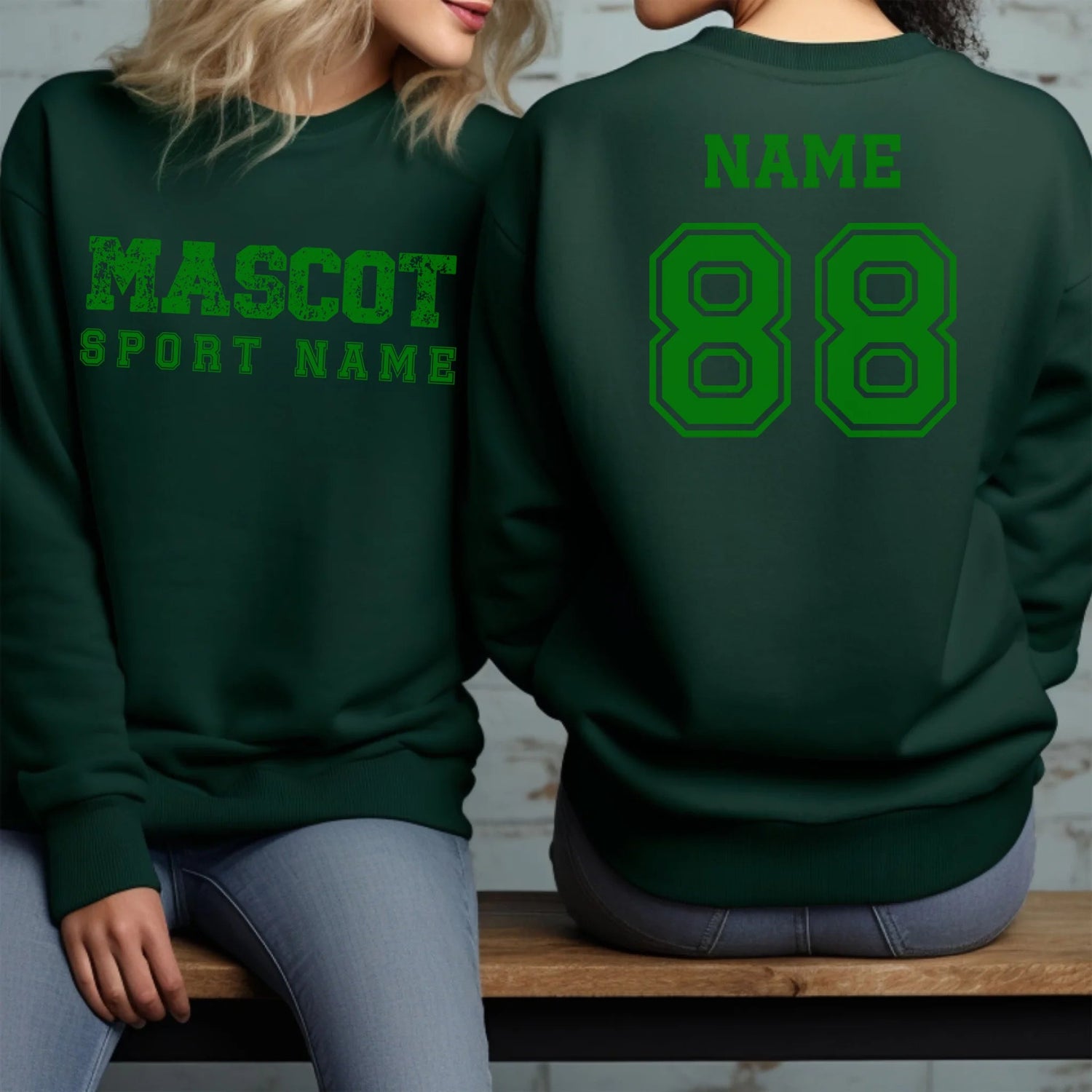 Custom School Spirit on a Sweatshirt With Mascot and Sport with Grunge and Classic Design on a Sweatshirt