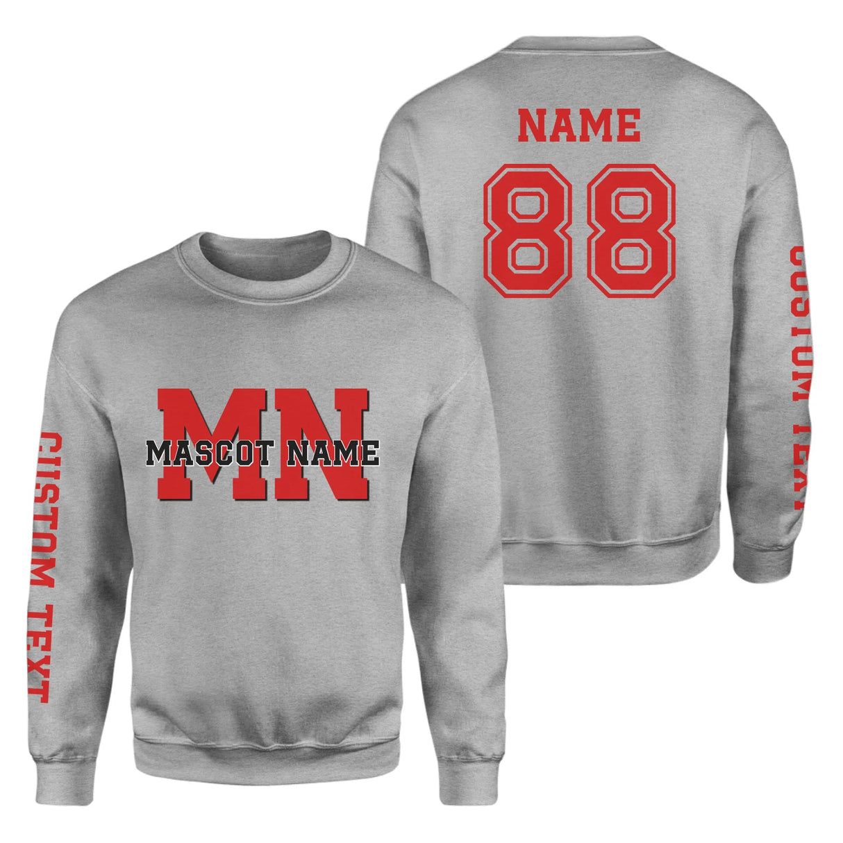 Custom School Mascot on a Sweatshirt With Initials and Mascot Name on a Sweatshirt