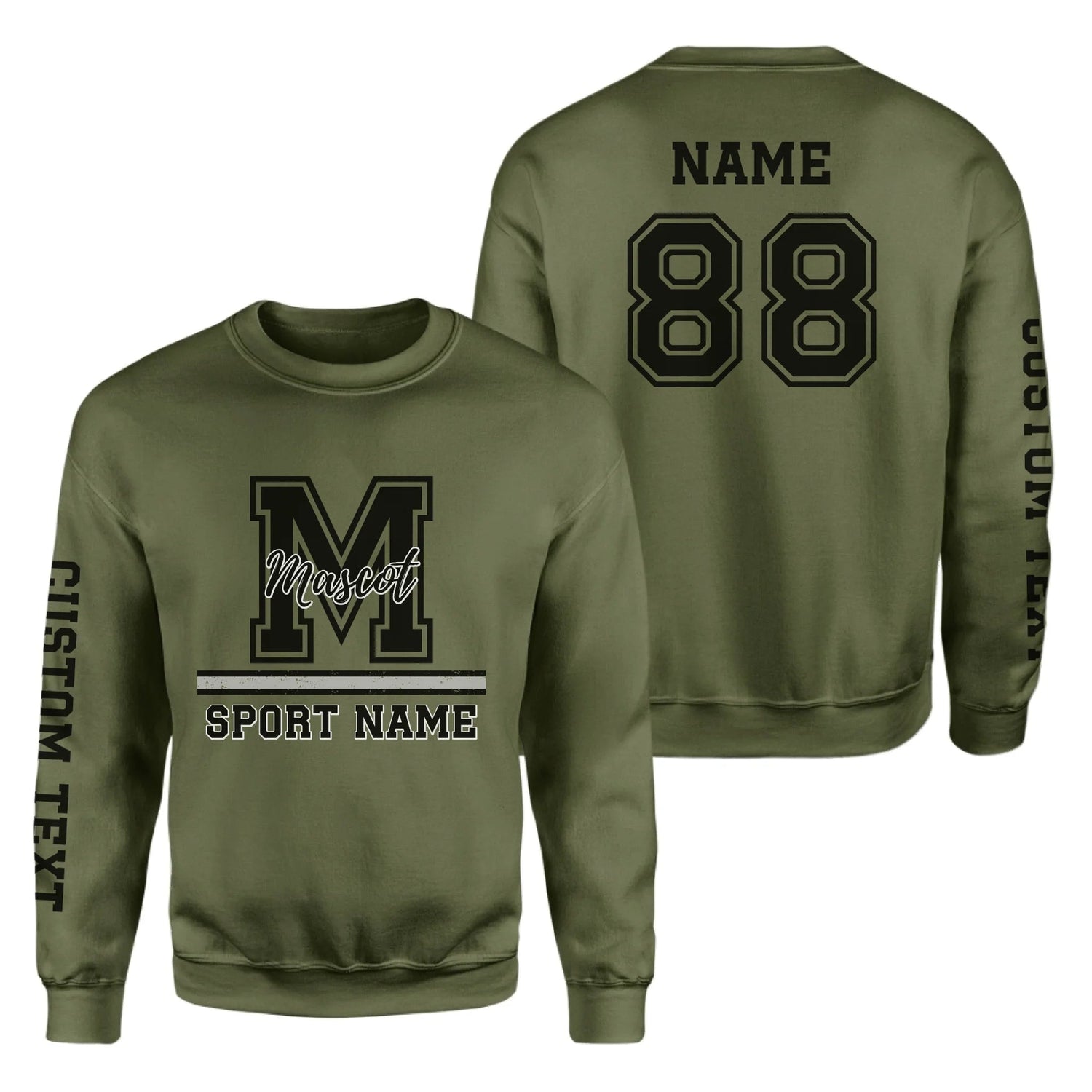 Custom School Mascot on a Sweatshirt With Large Initial, Mascot & Sport Name on a Sweatshirt