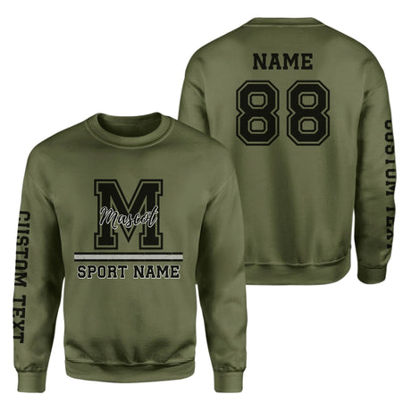 Custom School Mascot on a Sweatshirt With Large Initial, Mascot & Sport Name on a Sweatshirt