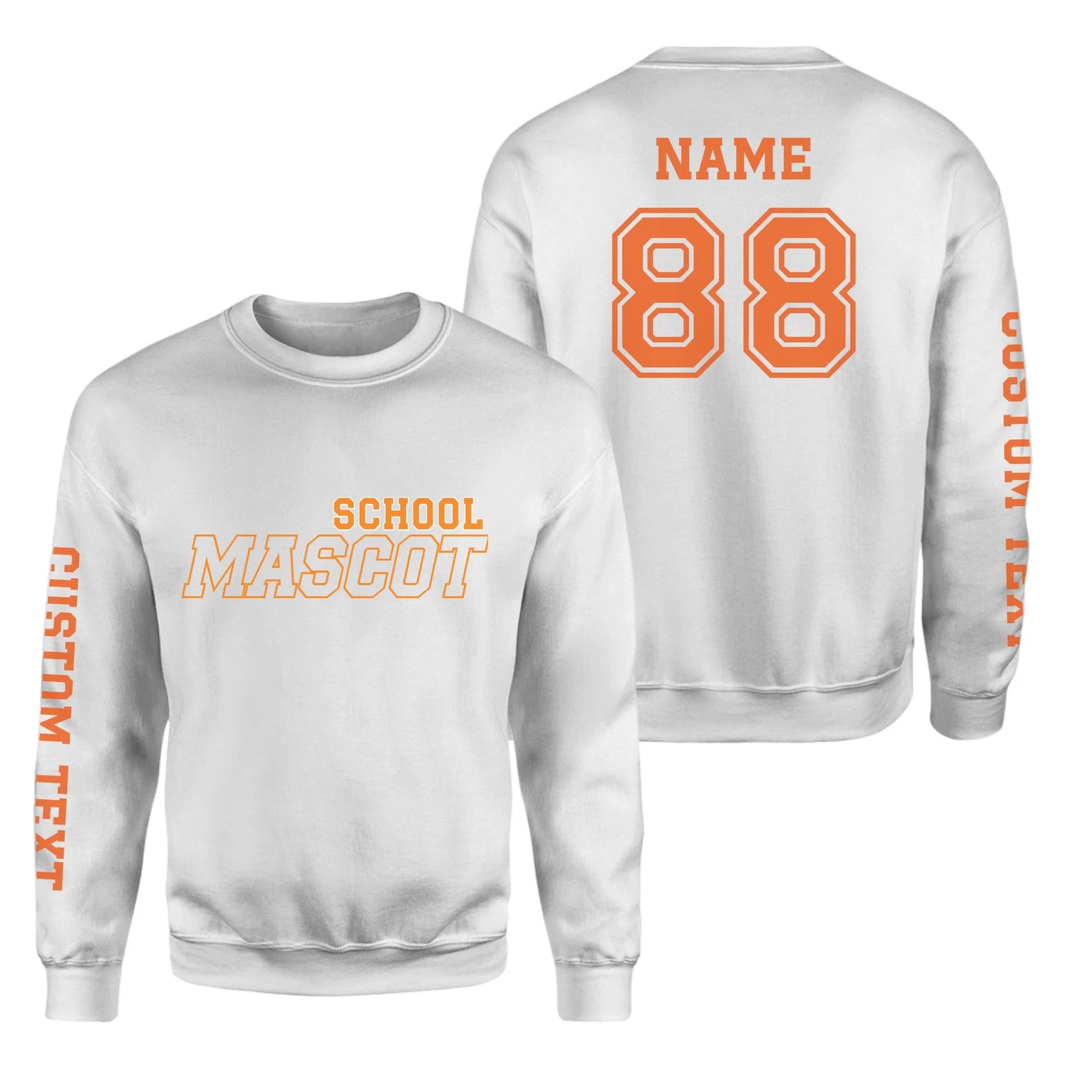 Custom School Spirit on a Sweatshirt With School and Mascot with Outline Design on a Sweatshirt