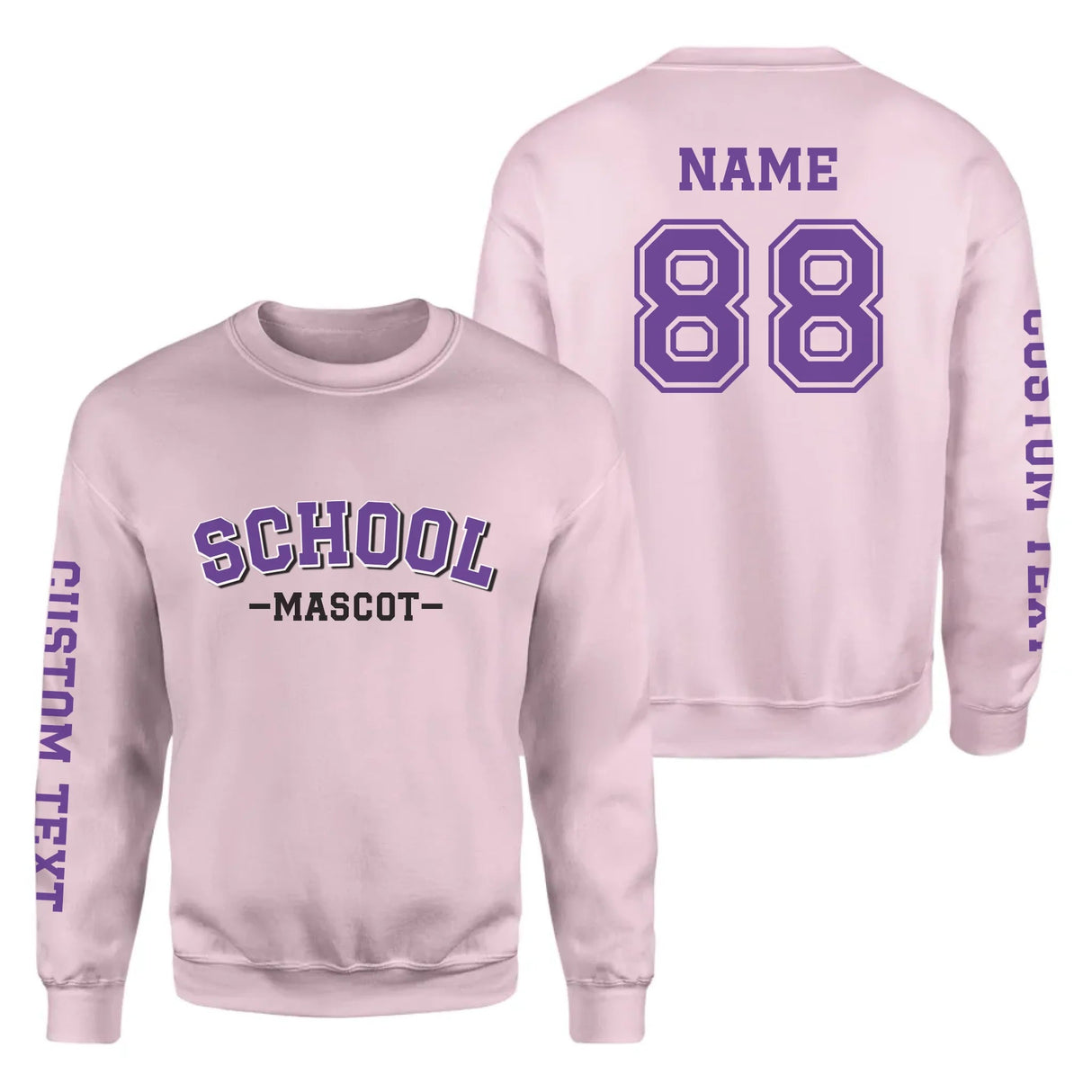 Custom School Spirit on a Sweatshirt With School and Mascot Name With Classic Arch Design on a Sweatshirt