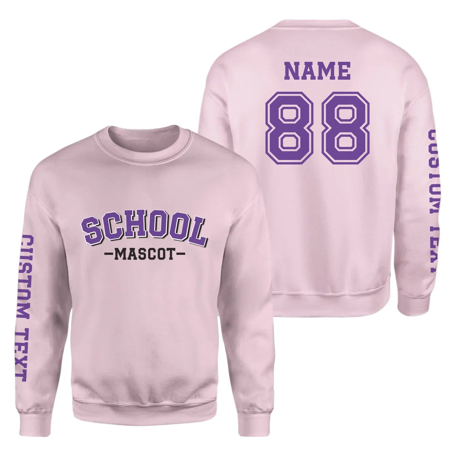 Custom School Spirit on a Sweatshirt With School and Mascot Name With Classic Arch Design on a Sweatshirt
