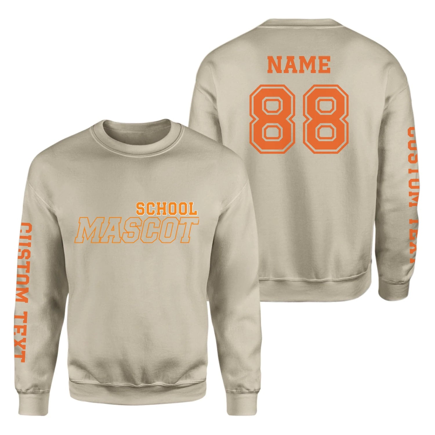 Custom School Spirit on a Sweatshirt With School and Mascot with Outline Design on a Sweatshirt