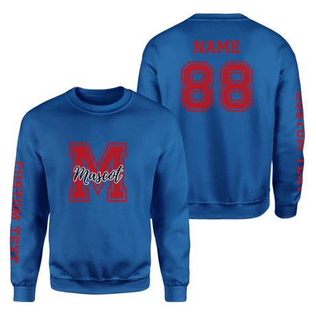 Custom School Mascot on a Sweatshirt With Large Initial and Mascot Name on a Sweatshirt