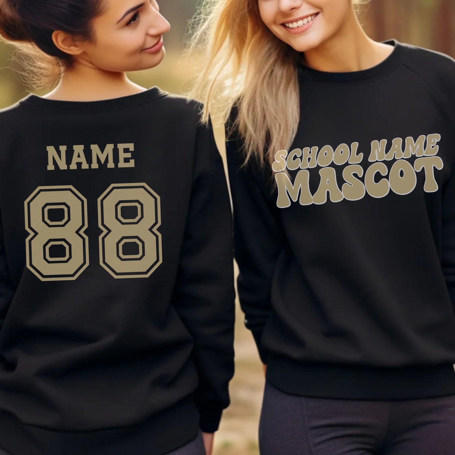 Custom School Spirit on a Sweatshirt With School and Mascot Name With Retro Design on a Sweatshirt