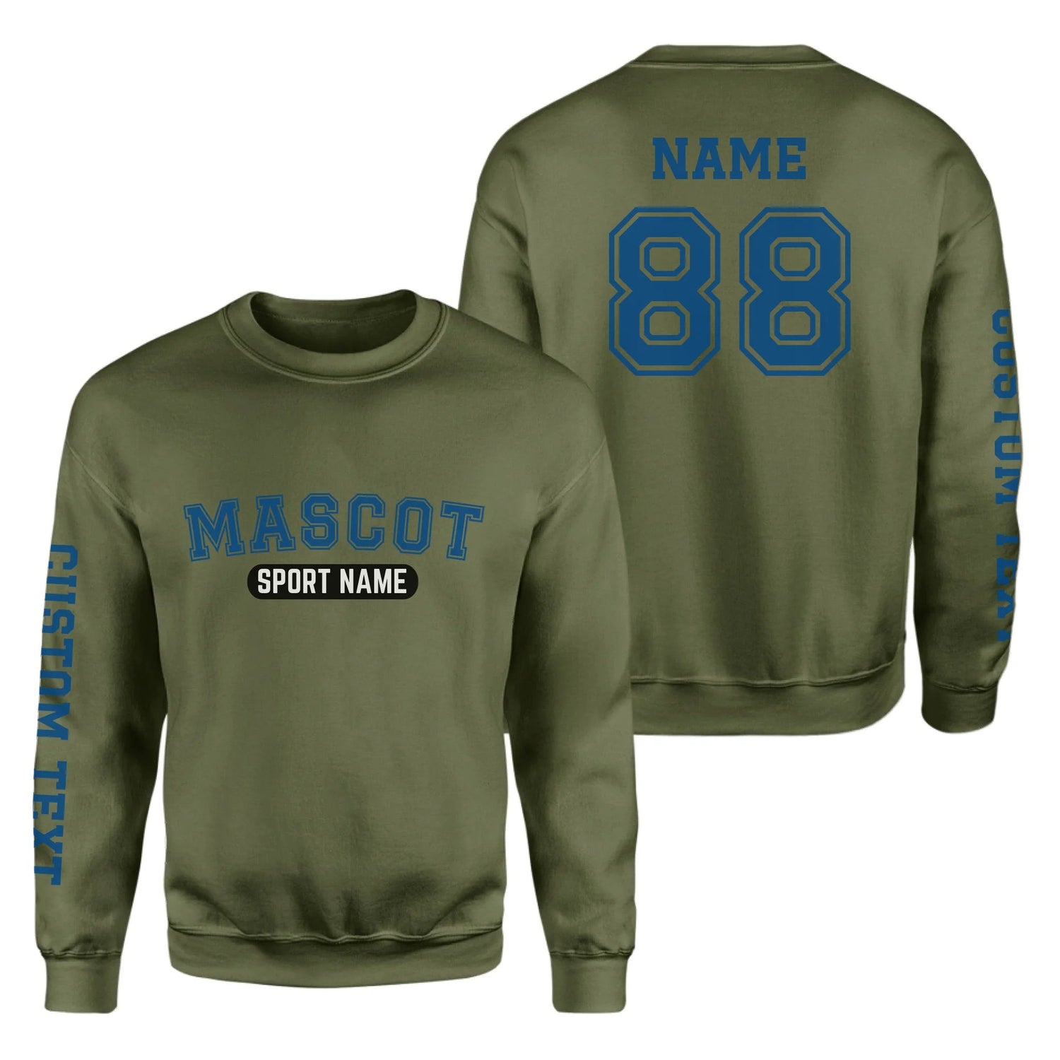 Custom School Spirit on a Sweatshirt With Mascot and Sport With Classic Design on a Sweatshirt