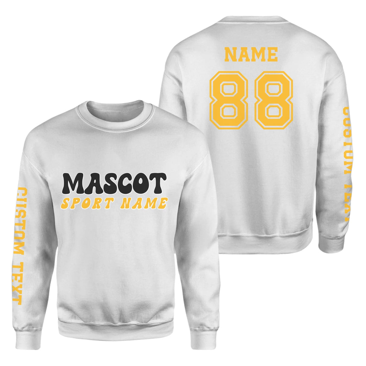 Custom School Spirit on a Sweatshirt With Mascot and Sport With Retro Design on a Sweatshirt