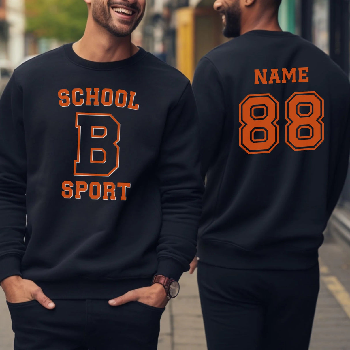 Custom School Spirit on a Sweatshirt With School, Initial & Sport Name With Collegiate Letter Design on a Sweatshirt