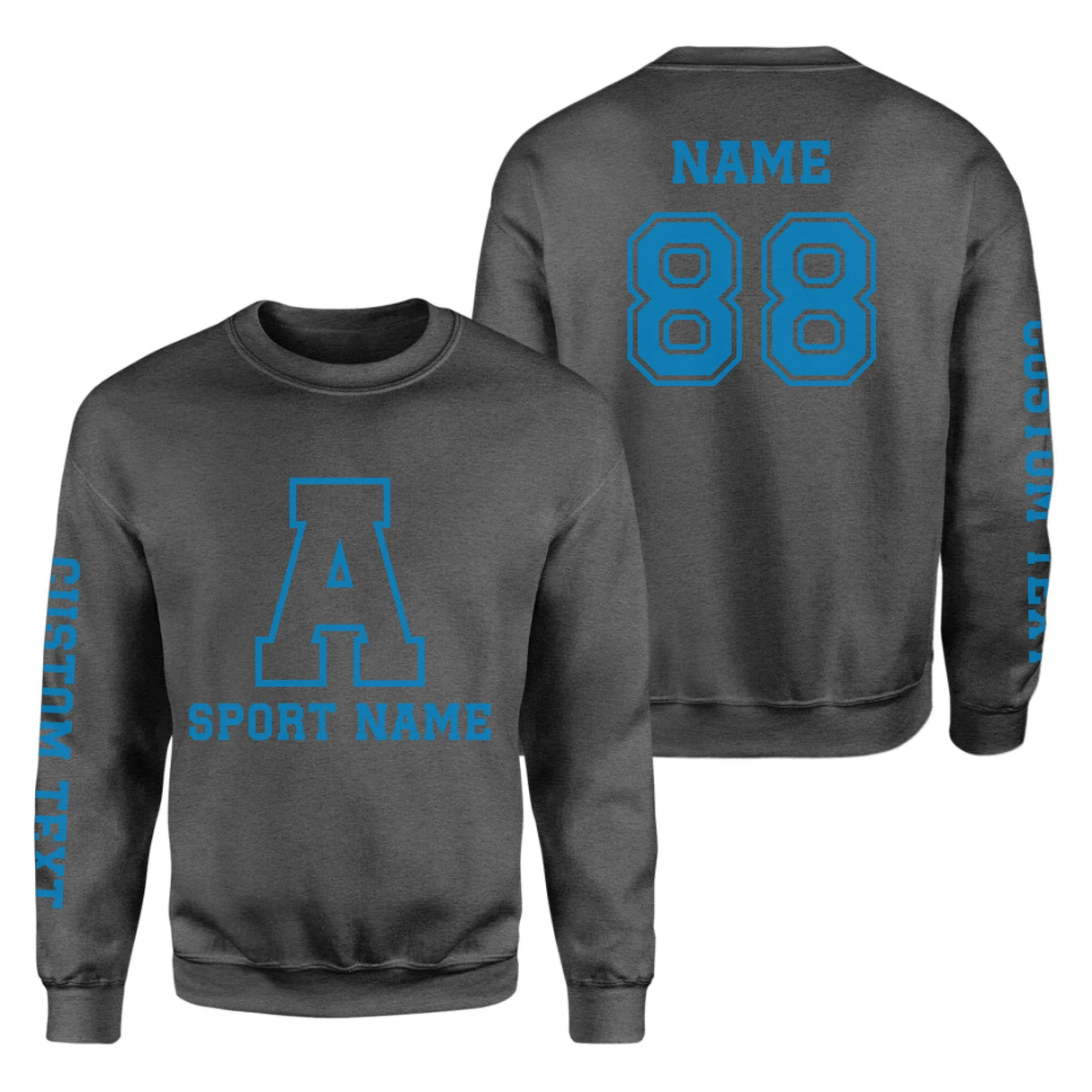 Custom School Spirit on a Sweatshirt With Initial & Sport With Classic Letter Block Design on a Sweatshirt