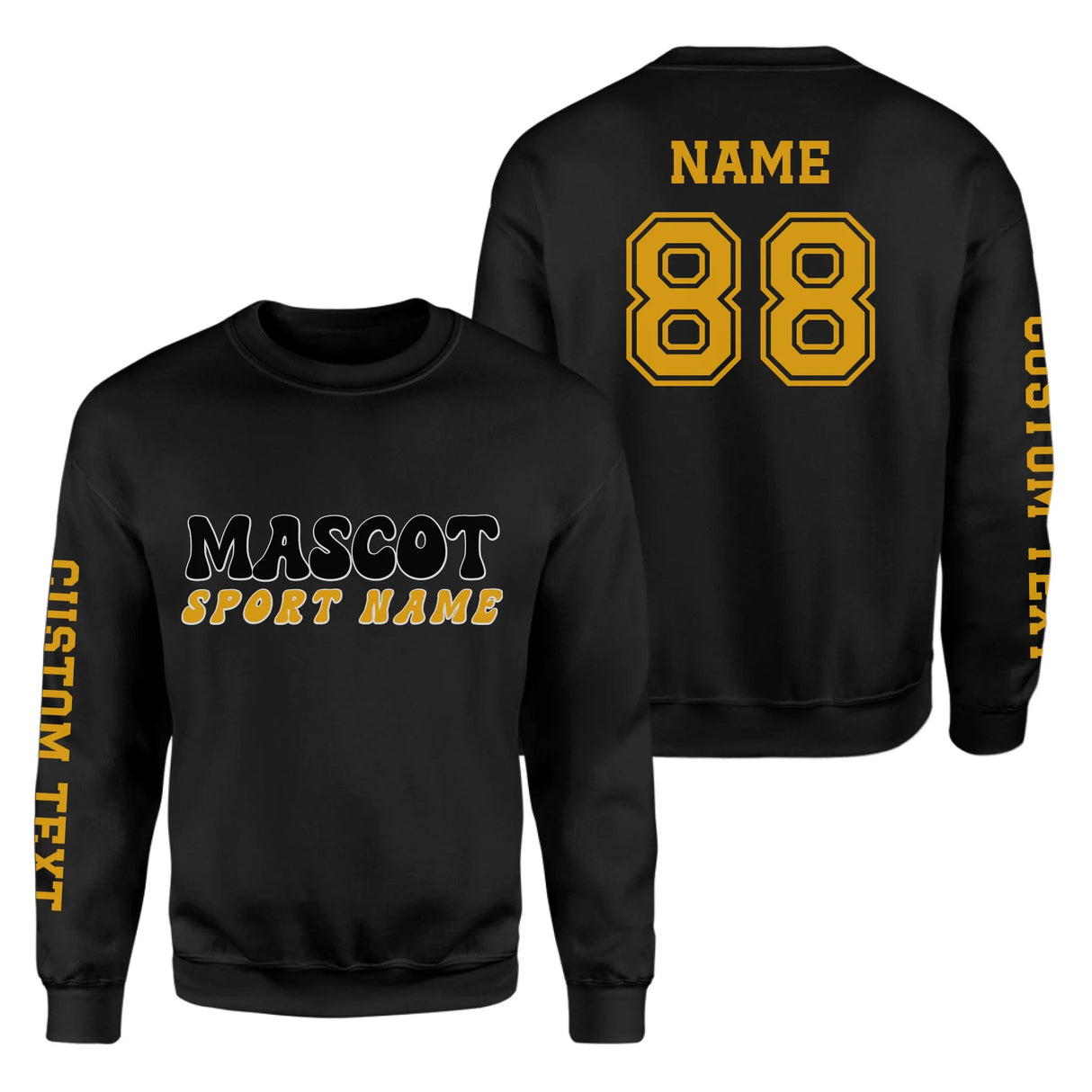 Custom School Spirit on a Sweatshirt With Mascot and Sport With Retro Design on a Sweatshirt