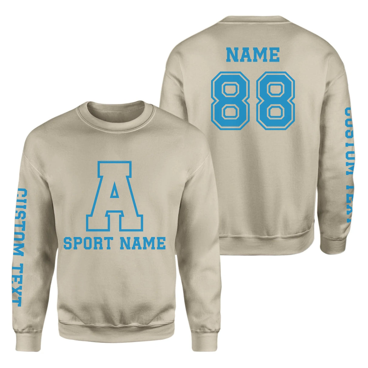 Custom School Spirit on a Sweatshirt With Initial & Sport With Classic Letter Block Design on a Sweatshirt