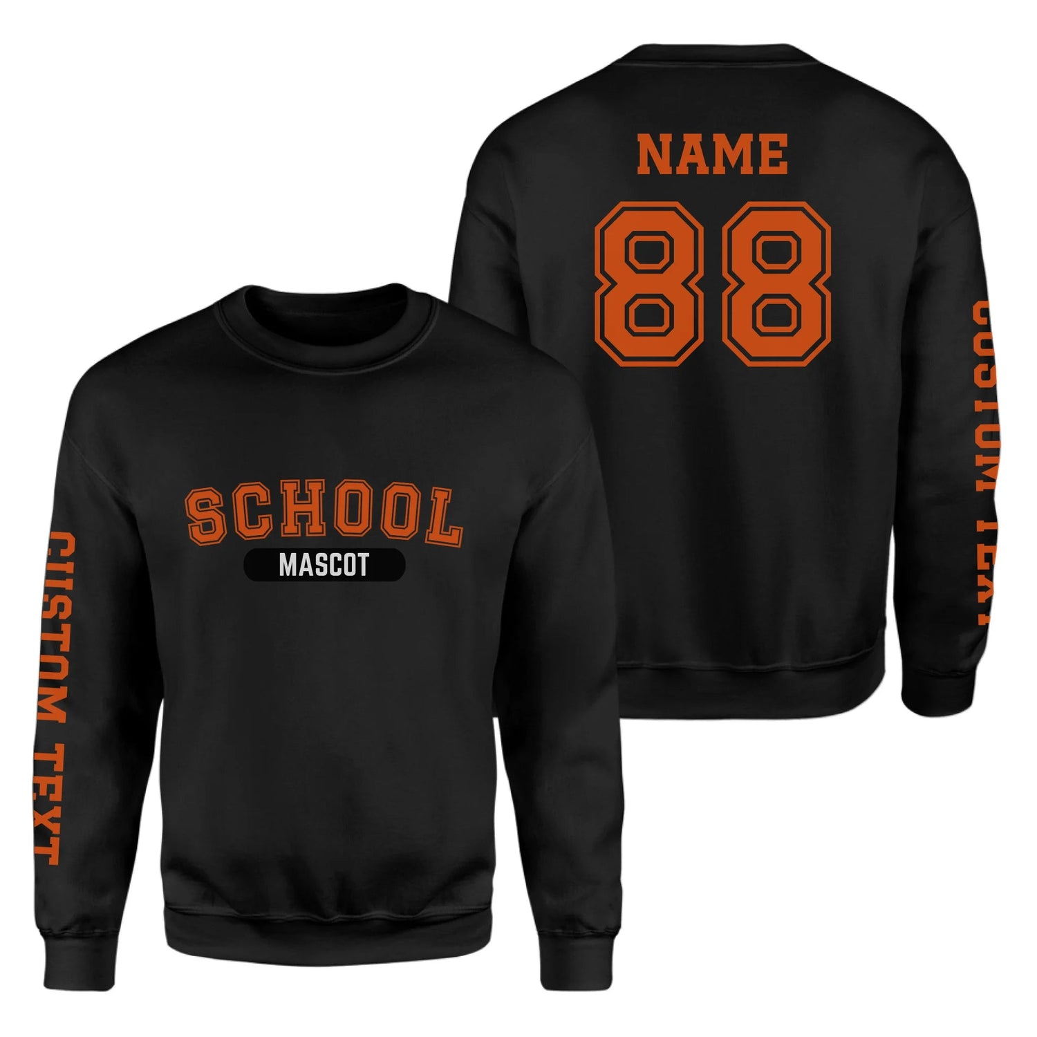 Custom School Spirit on a Sweatshirt With School and Mascot With Classic Design on a Sweatshirt