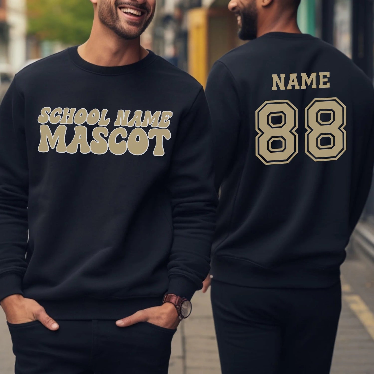 Custom School Spirit on a Sweatshirt With School and Mascot Name With Retro Design on a Sweatshirt