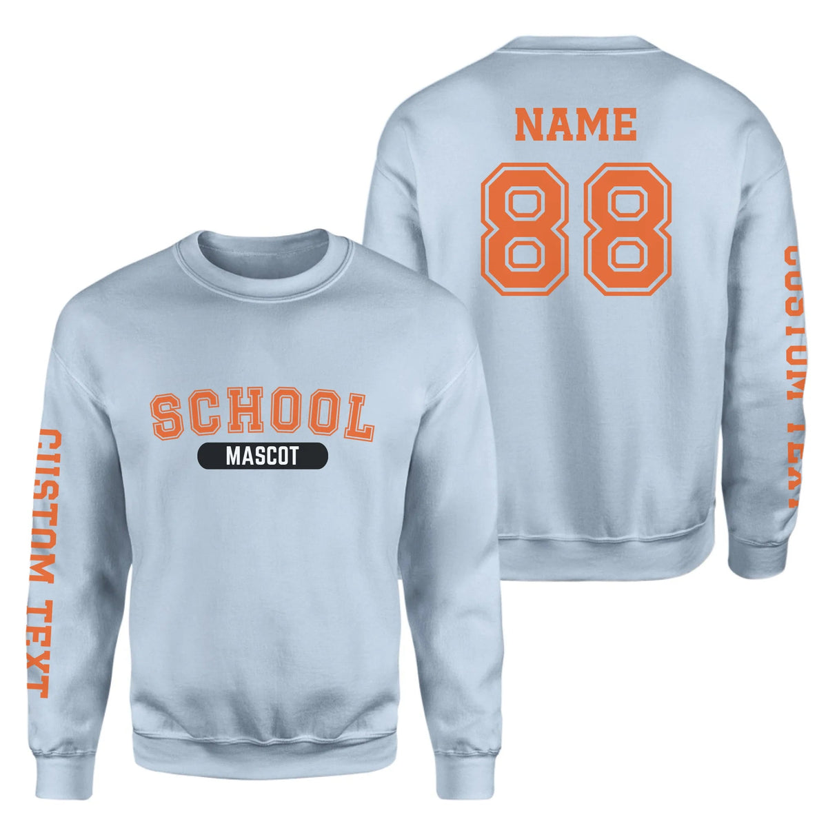 Custom School Spirit on a Sweatshirt With School and Mascot With Classic Design on a Sweatshirt