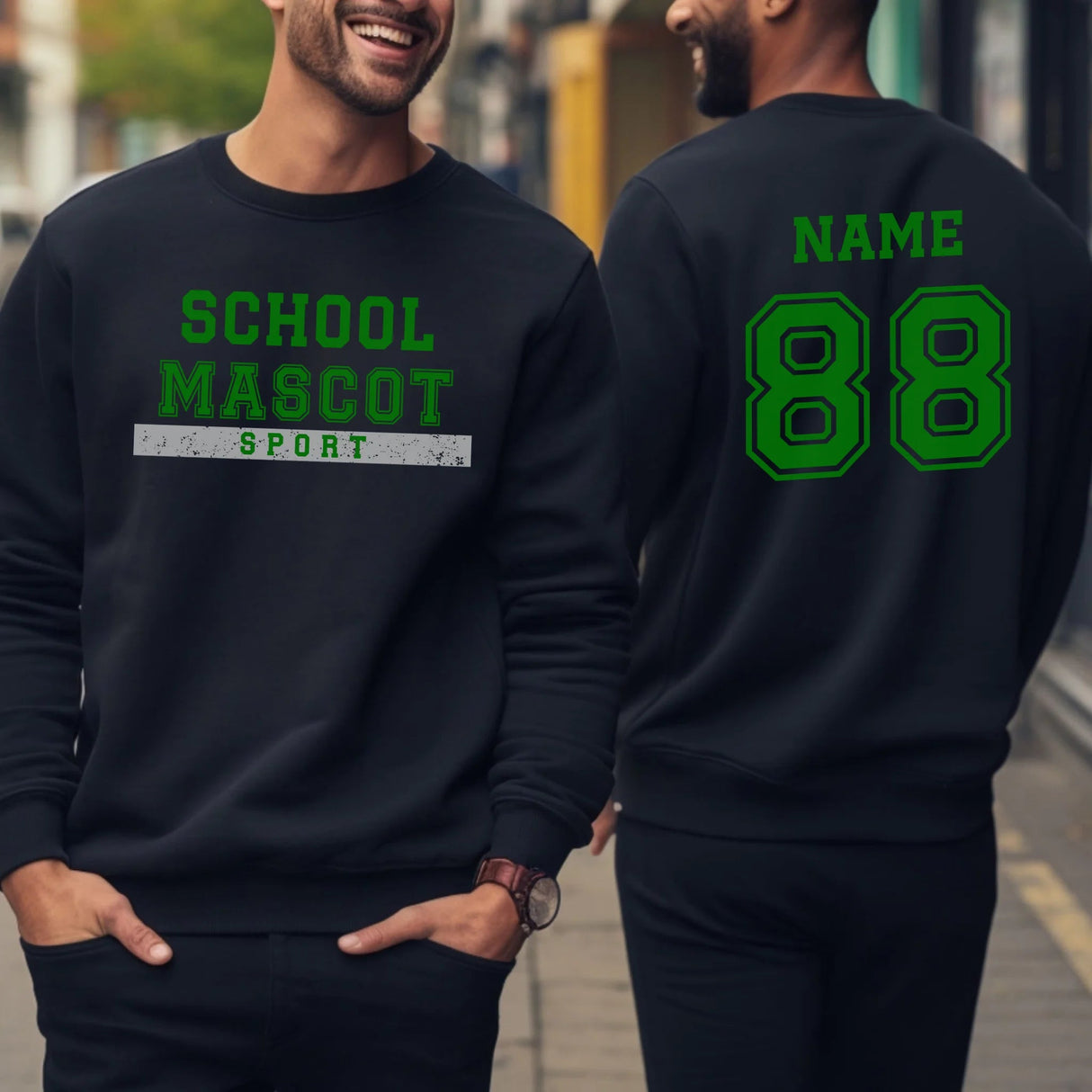 Custom School Spirit on a Sweatshirt With Mascot & Sport Name With Bold Varsity Design on a Sweatshirt