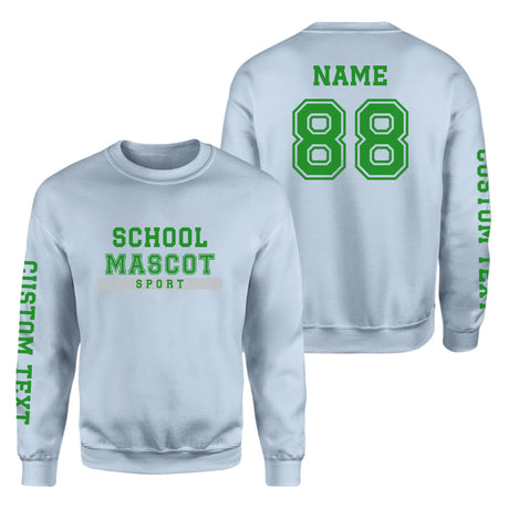 Custom School Spirit on a Sweatshirt With Mascot & Sport Name With Bold Varsity Design on a Sweatshirt