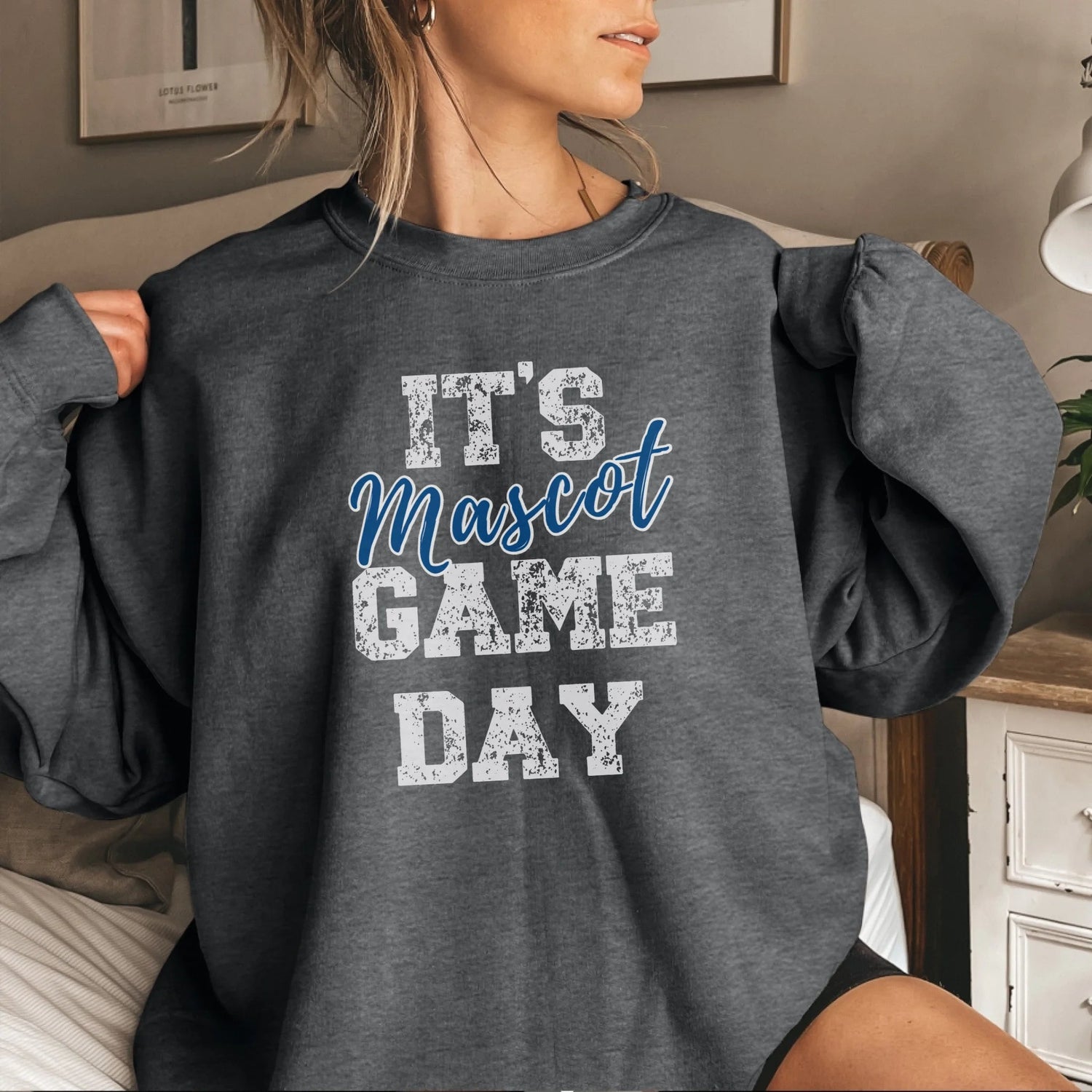 Custom It's Game Day on a Sweatshirt With Mascot on a Sweatshirt