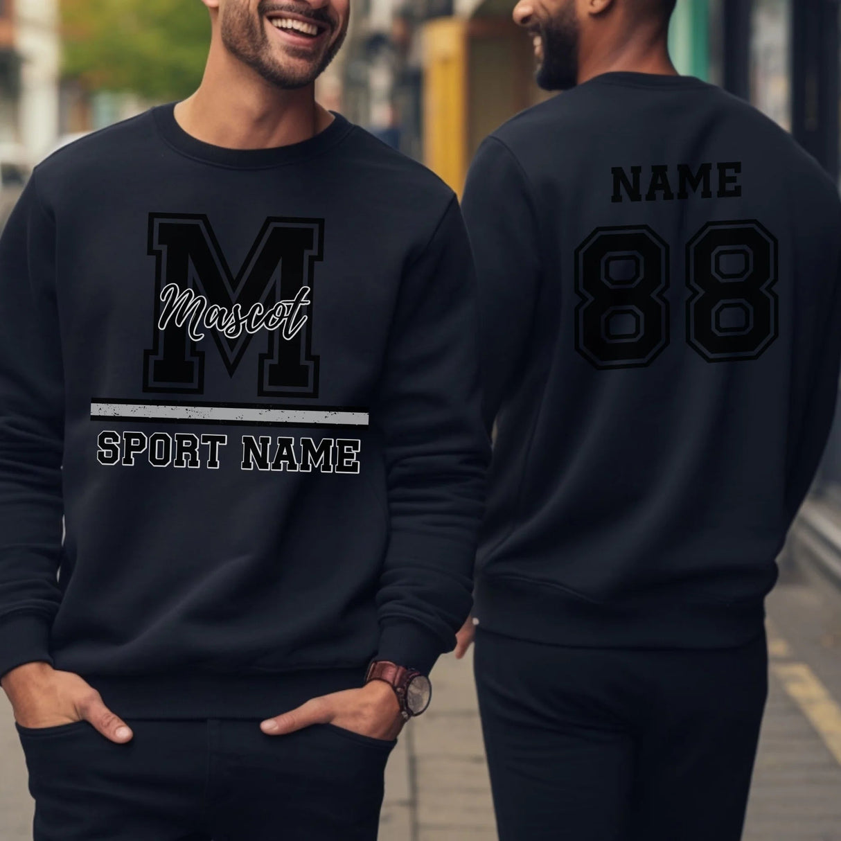 Custom School Mascot on a Sweatshirt With Large Initial, Mascot & Sport Name on a Sweatshirt