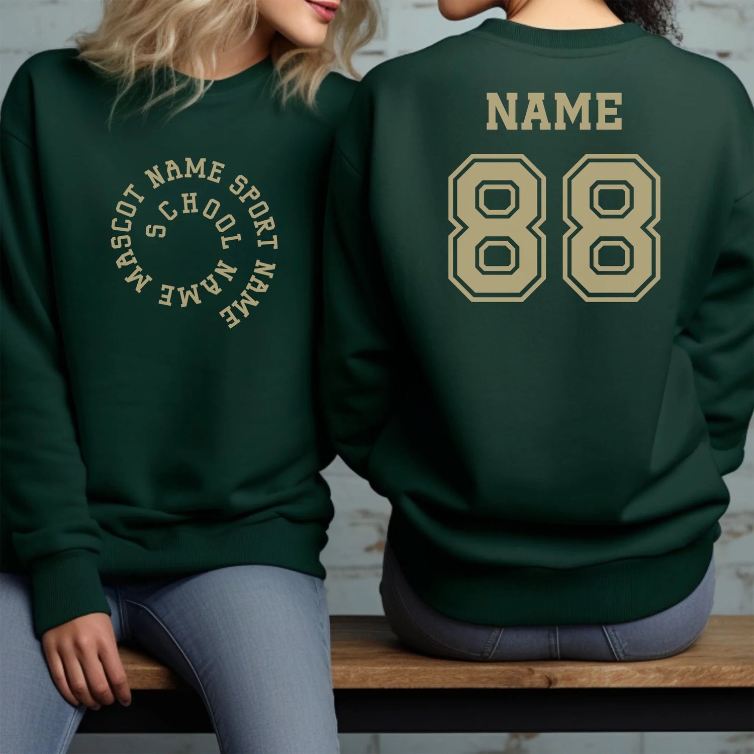 Custom School Spirit on a Sweatshirt With Spiral Text Design on a Sweatshirt
