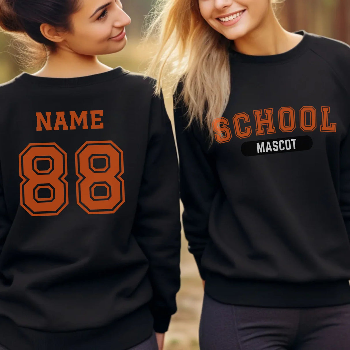 Custom School Spirit on a Sweatshirt With School and Mascot With Classic Design on a Sweatshirt