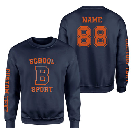 Custom School Spirit on a Sweatshirt With School, Initial & Sport Name With Collegiate Letter Design on a Sweatshirt