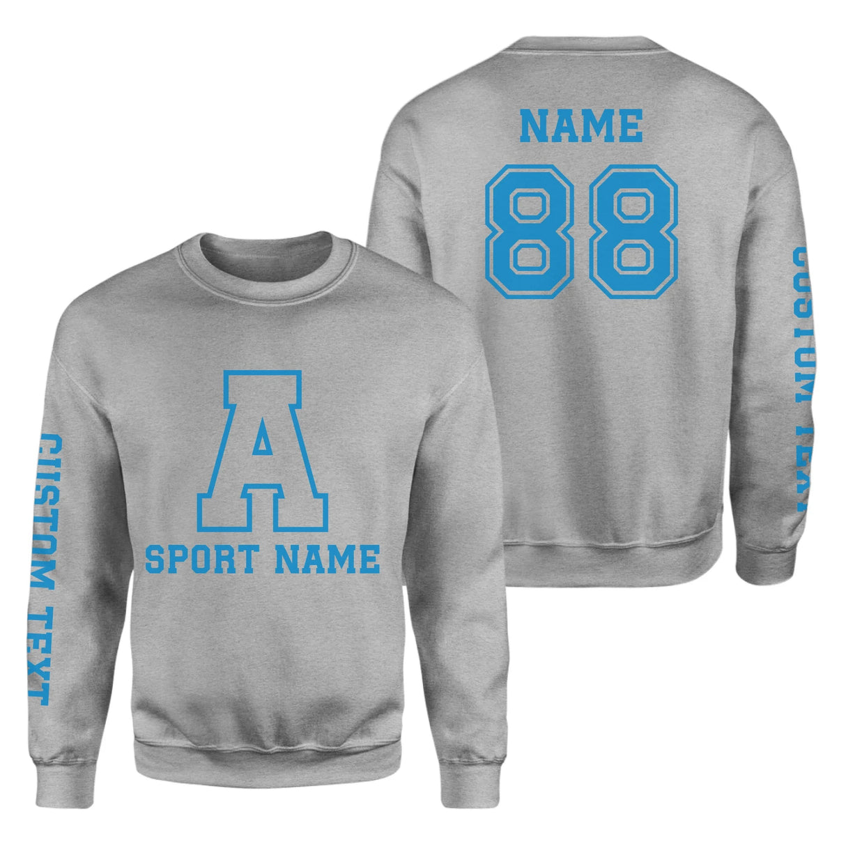 Custom School Spirit on a Sweatshirt With Initial & Sport With Classic Letter Block Design on a Sweatshirt