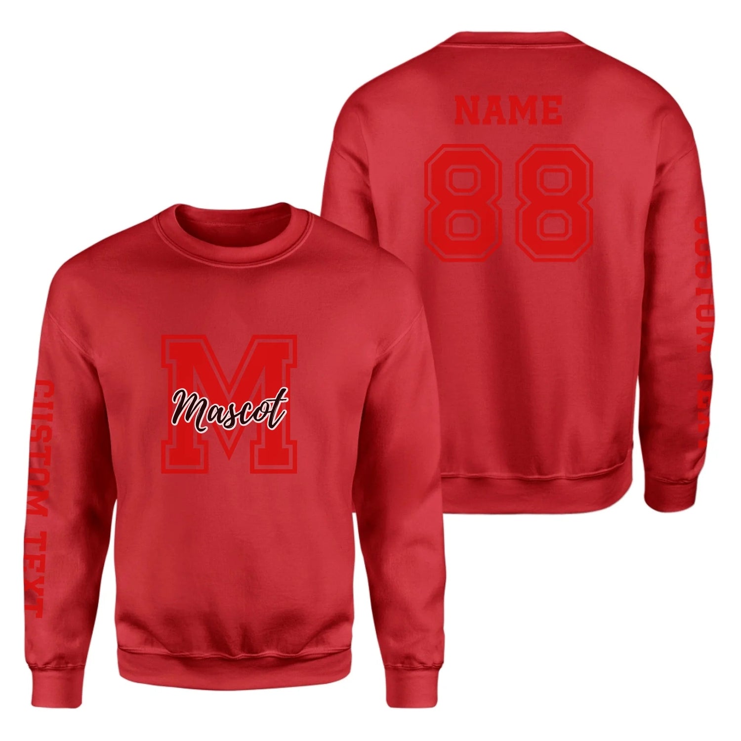 Custom School Mascot on a Sweatshirt With Large Initial and Mascot Name on a Sweatshirt