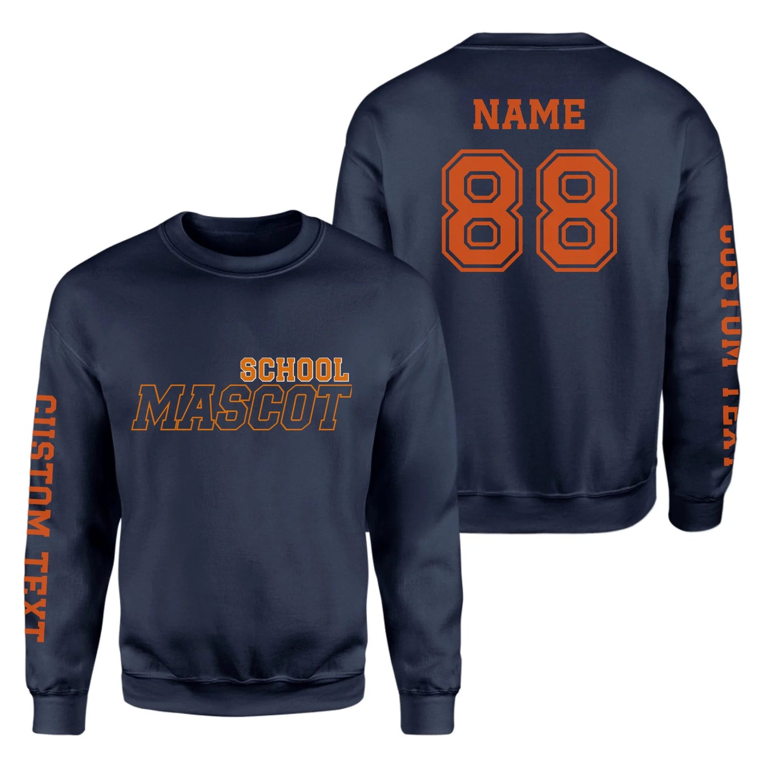 Custom School Spirit on a Sweatshirt With School and Mascot with Outline Design on a Sweatshirt