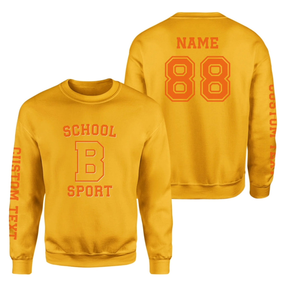 Custom School Spirit on a Sweatshirt With School, Initial & Sport Name With Collegiate Letter Design on a Sweatshirt