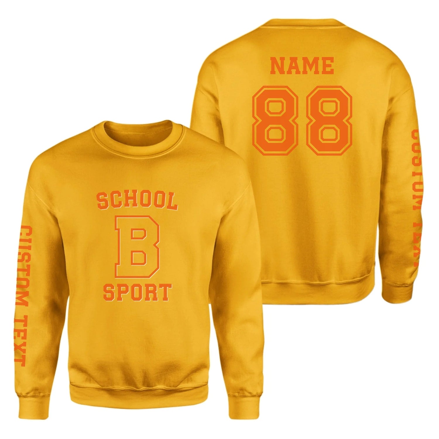 Custom School Spirit on a Sweatshirt With School, Initial & Sport Name With Collegiate Letter Design on a Sweatshirt