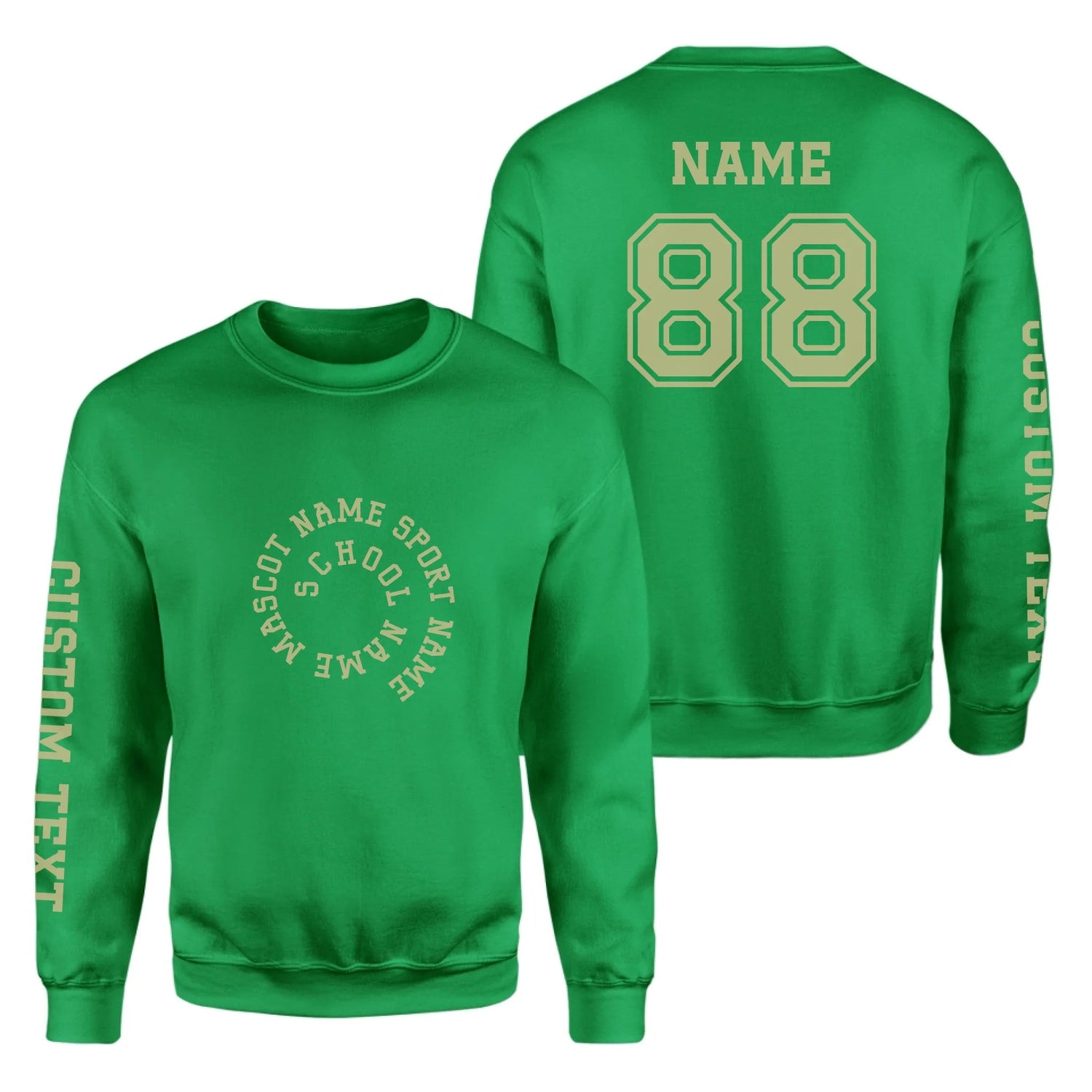 Custom School Spirit on a Sweatshirt With Spiral Text Design on a Sweatshirt