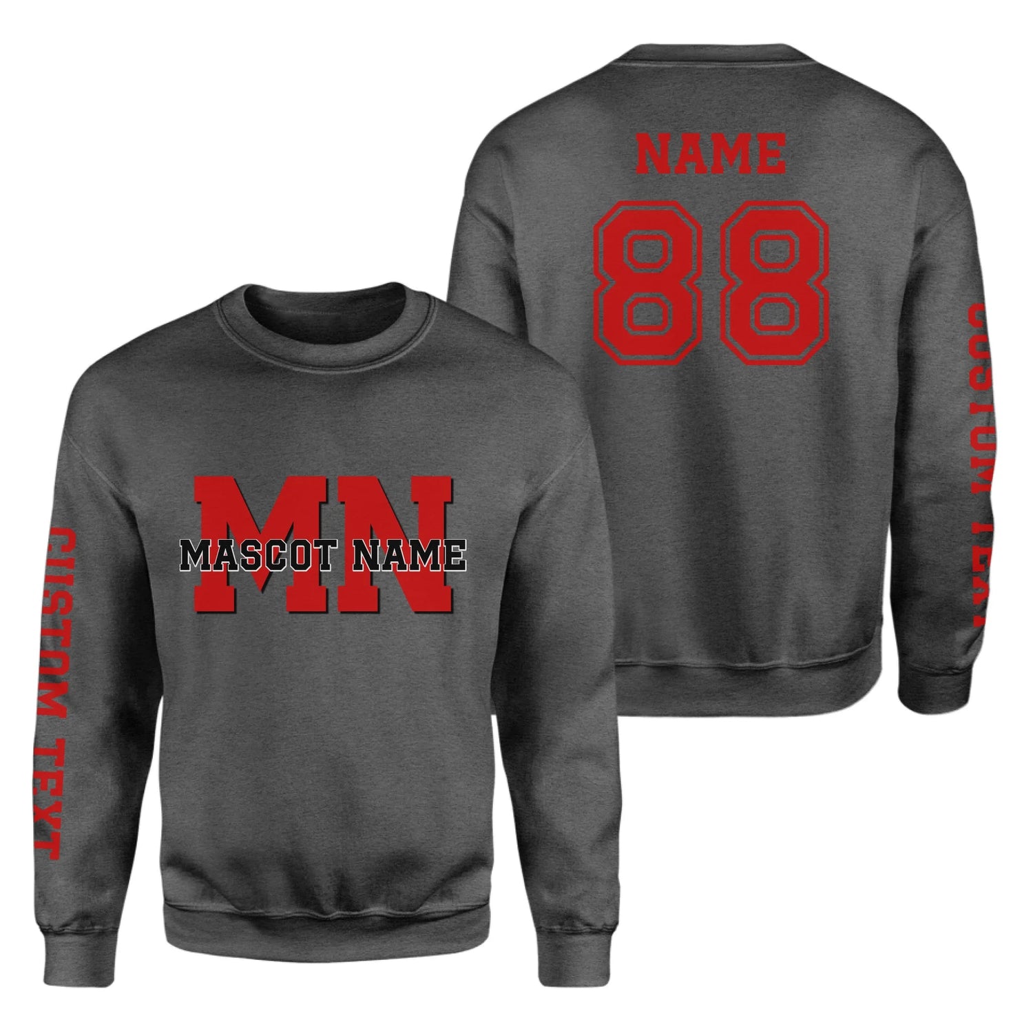 Custom School Mascot on a Sweatshirt With Initials and Mascot Name on a Sweatshirt