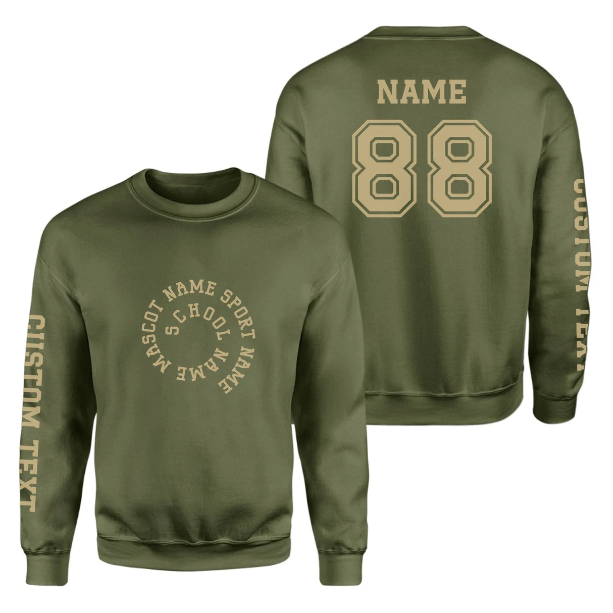 Custom School Spirit on a Sweatshirt With Spiral Text Design on a Sweatshirt