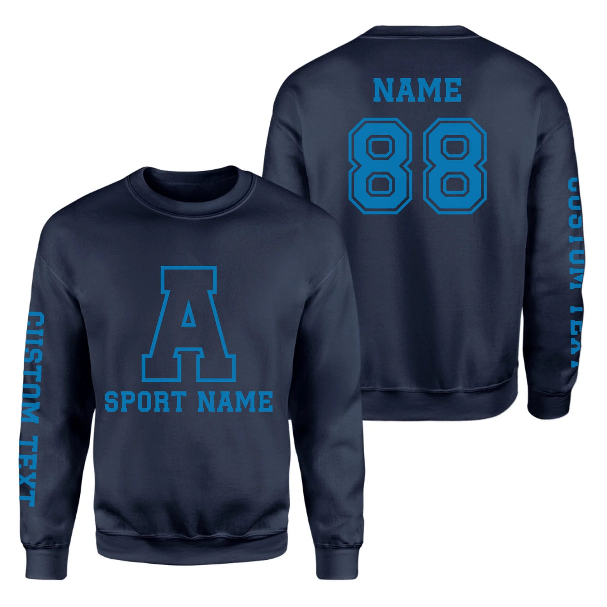 Custom School Spirit on a Sweatshirt With Initial & Sport With Classic Letter Block Design on a Sweatshirt