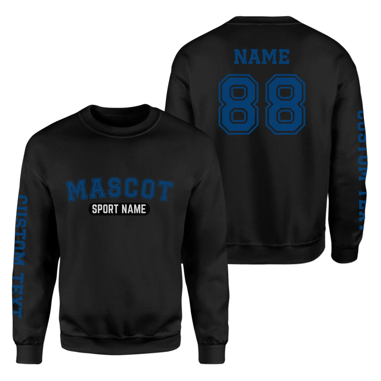 Custom School Spirit on a Sweatshirt With Mascot and Sport With Classic Design on a Sweatshirt