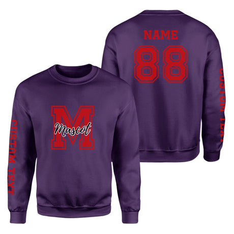 Custom School Mascot on a Sweatshirt With Large Initial and Mascot Name on a Sweatshirt