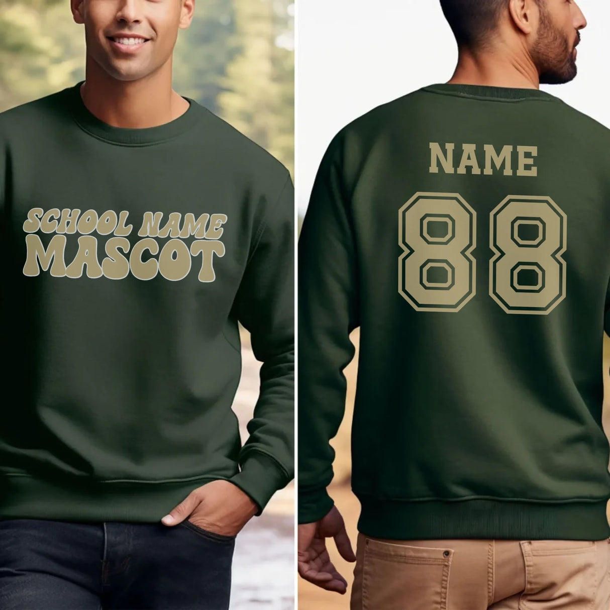 Custom School Spirit on a Sweatshirt With School and Mascot Name With Retro Design on a Sweatshirt