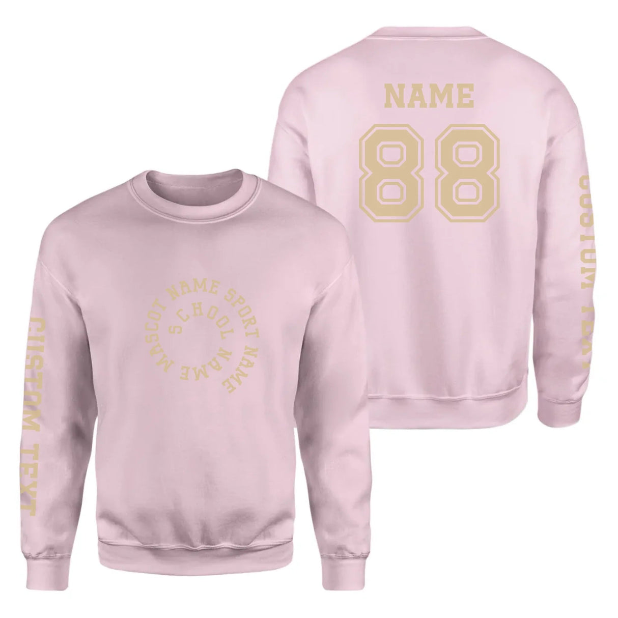 Custom School Spirit on a Sweatshirt With Spiral Text Design on a Sweatshirt