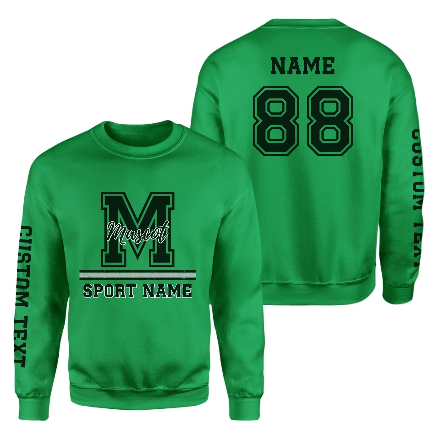 Custom School Mascot on a Sweatshirt With Large Initial, Mascot & Sport Name on a Sweatshirt
