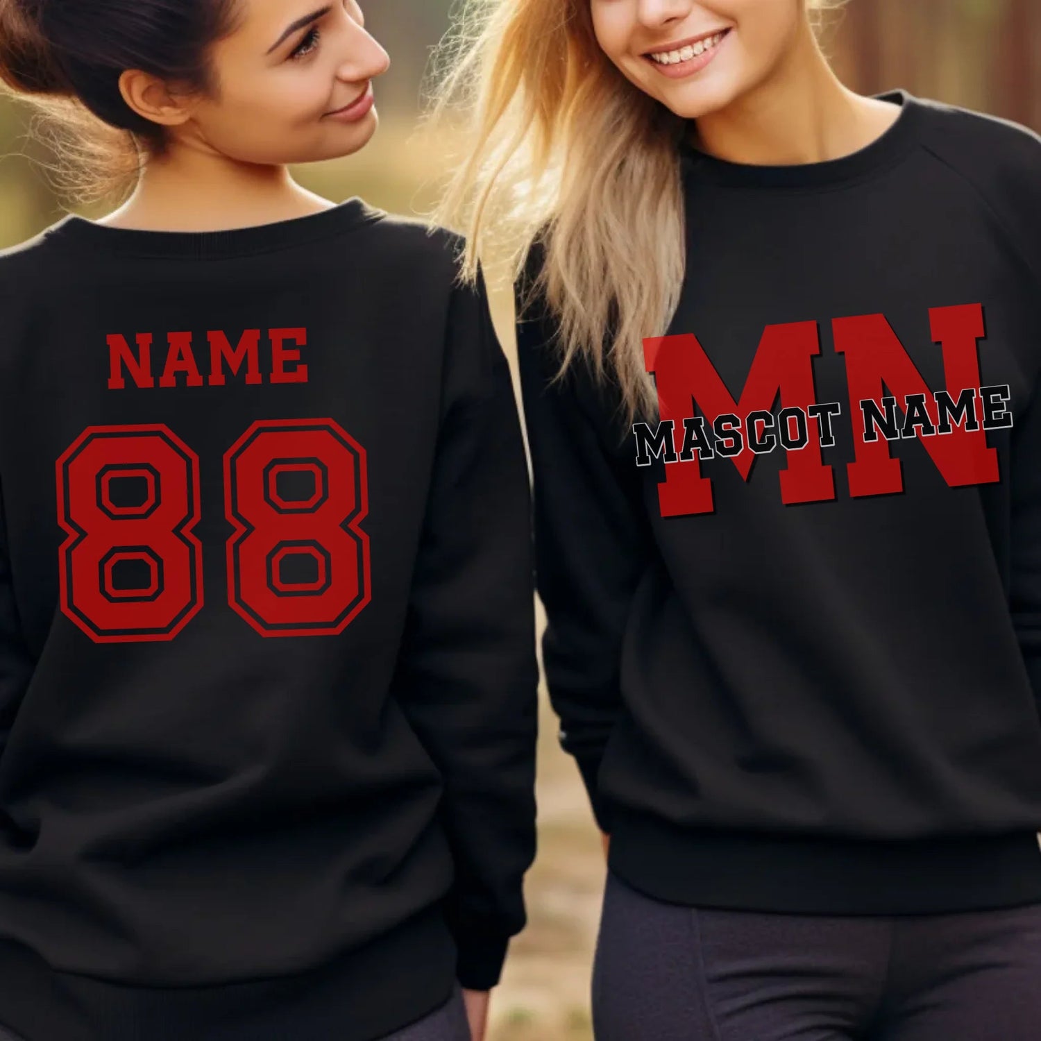 Custom School Mascot on a Sweatshirt With Initials and Mascot Name on a Sweatshirt