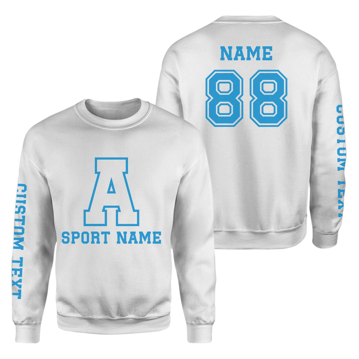 Custom School Spirit on a Sweatshirt With Initial & Sport With Classic Letter Block Design on a Sweatshirt